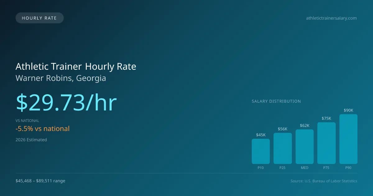 Athletic Trainer Hourly Rate in Warner Robins, GA — 2026 est., based on 2025 BLS
