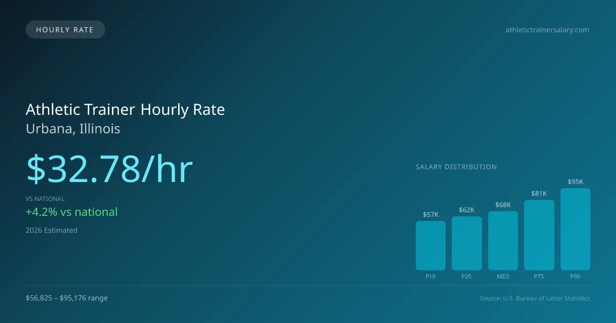 Athletic Trainer Hourly Rate in Urbana, IL — 2026 est., based on 2025 BLS