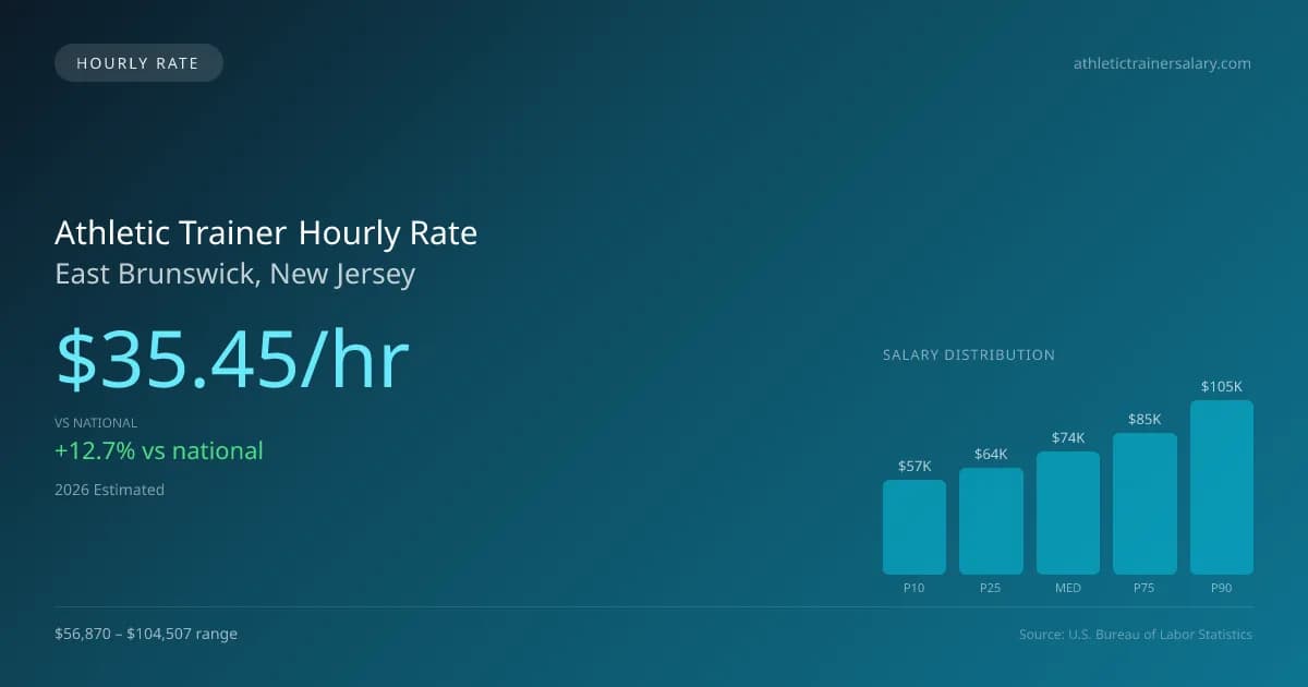 Athletic Trainer Hourly Rate in East Brunswick, NJ — 2026 est., based on 2025 BLS