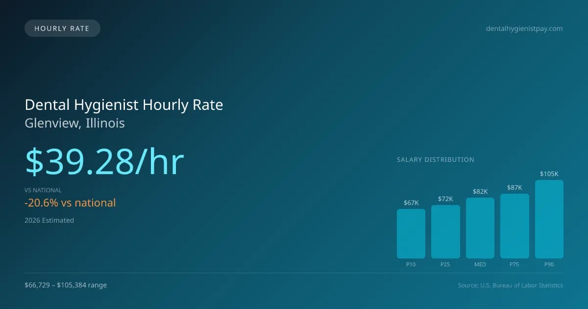 Dental Hygienist Hourly Rate in Glenview, IL — 2026 est., based on 2025 BLS