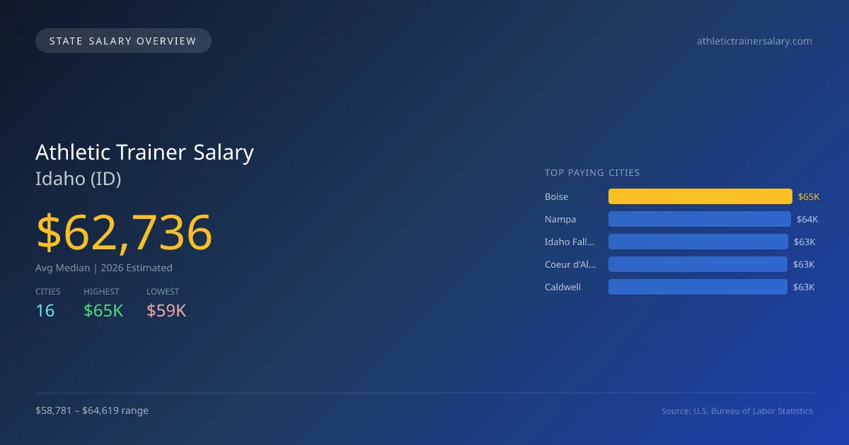 Athletic Trainer Salary in Idaho - 2025 BLS Data Infographic